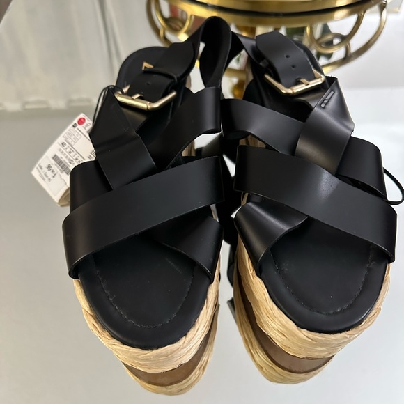 Zara| NWT Braided Platform Wedges - Picture 7 of 11